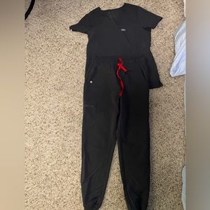 Charcoal grey jogger figs set